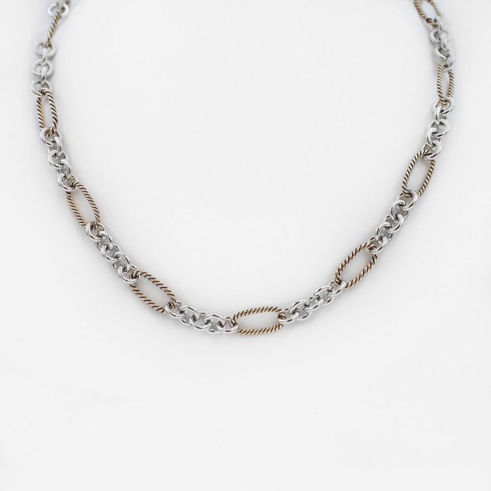 David Yurman DY Madison 925 Silver 18K Gold Chain Necklace